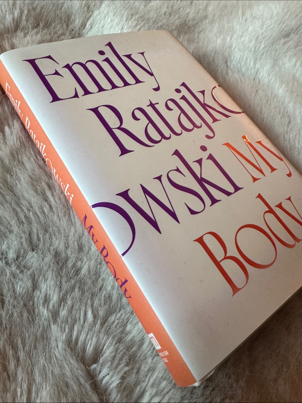 Emily Ratajkowski "My Body" Hardcover Book - Purple & Orange Text on White Cover